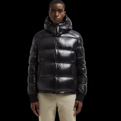 doudoune courte MONCLER Maljasset col bomber nylon brillant noir