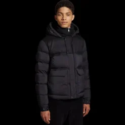 Doudoune courte MONCLER Mussala Nylon Noir Flanelle epaules