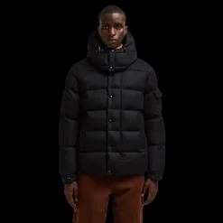 Doudoune courte MONCLER Vezere flanelle noir capuche