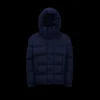Doudoune courte MONCLER Vezere flanelle bleu marine