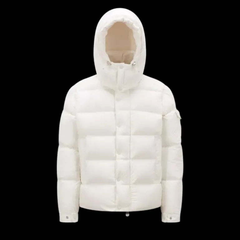 Doudoune courte MONCLER Vezere nylon blanc mat capuche