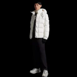 Doudoune courte MONCLER Vezere nylon blanc mat capuche