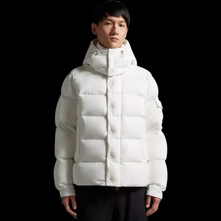 Doudoune courte MONCLER Vezere nylon blanc mat capuche