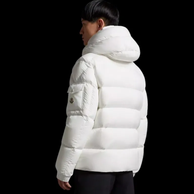 Doudoune courte MONCLER Vezere nylon blanc mat capuche