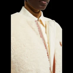 Doudoune longue gilet sans manches MONCLER Sorbier bouclette écru