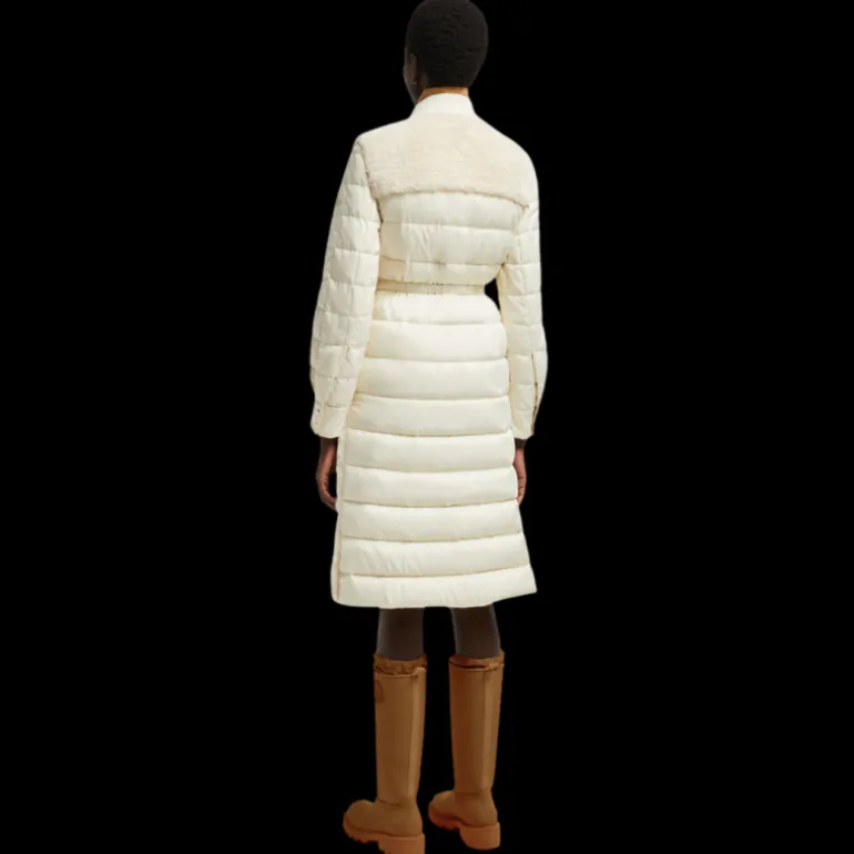 Doudoune longue gilet sans manches MONCLER Sorbier bouclette écru