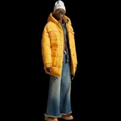 Doudoune longue Pentaflake jaune multipoches MONCLER Palm Angels