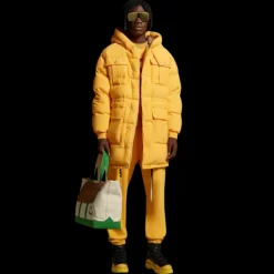Doudoune longue Pentaflake jaune multipoches MONCLER Palm Angels