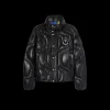 Doudoune MONCLER x PALM ANGELS Haumani nylon noir verni matelassé zigzag logo