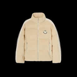 Doudoune MONCLER x PALM ANGELS Abrolhos velours beige broderie logo