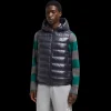 Doudoune sans manche MONCLER Barant capuche nylon bleu marine