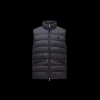 Doudoune sans manches gilet MONCLER Lechtal nylon noir logo cuir noir