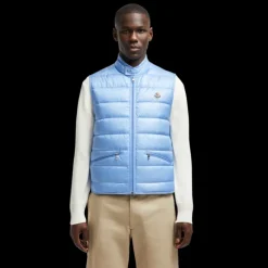 Doudoune sans manches MONCLER Gilet Gui repliable nylon bleu ciel