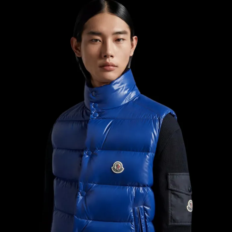 Doudoune sans manches MONCLER Tibb nylon bleu roi