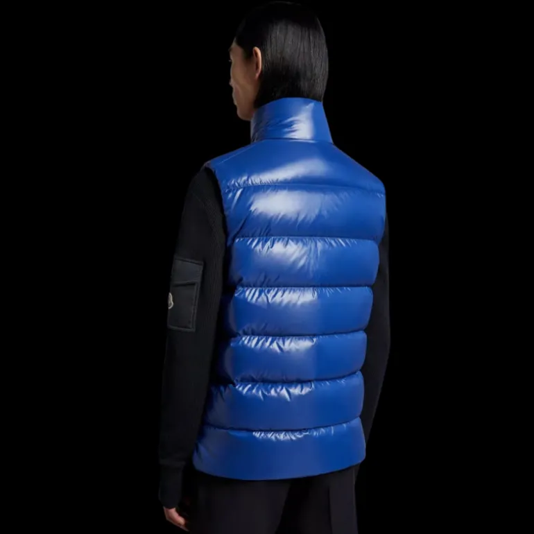 Doudoune sans manches MONCLER Tibb nylon bleu roi