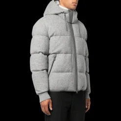 Doudoune ZEGNA blouson matelassé à capuche Oasi Cashmere flanelle grise