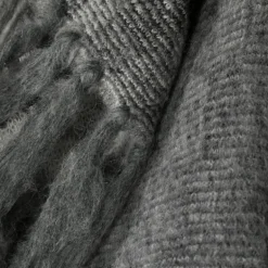 Echarpe AMIRI laine mohair alpaga damier gris noir Franges