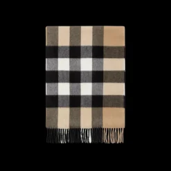 Echarpe BURBERRY cachemire check gros carreaux beige