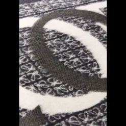 Echarpe LOEWE Love Laine cachemire bleu marine jacquard anagramme