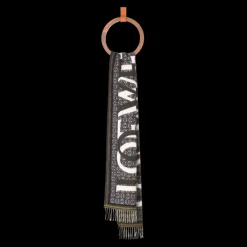Echarpe LOEWE Love Laine cachemire bleu marine jacquard anagramme