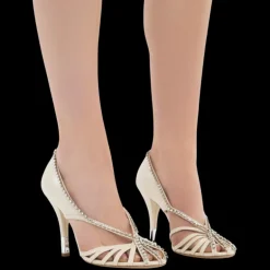 Escarpins à talon CHLOE Léonie cuir ivoire strass