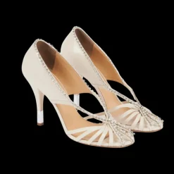 Escarpins à talon CHLOE Léonie cuir ivoire strass