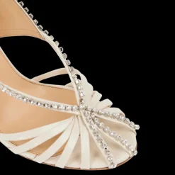 Escarpins à talon CHLOE Léonie cuir ivoire strass