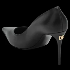 Escarpins DOLCE & GABBANA talon cuir noir logo DG doré