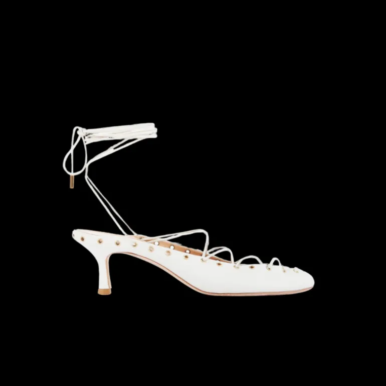 Escarpins ouverts CHLOE Ghilies cuir blanc lacet corset