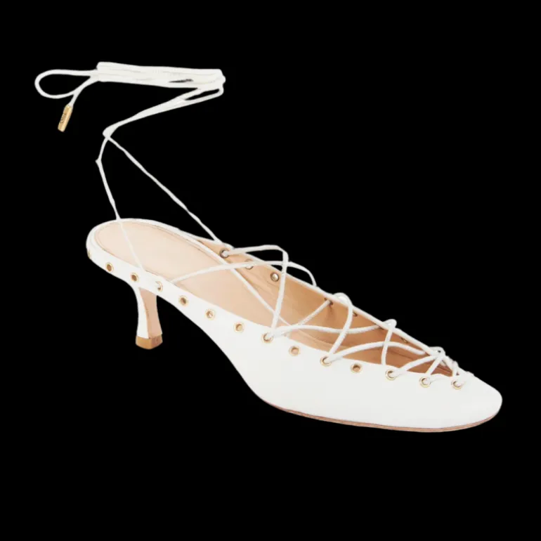 Escarpins ouverts CHLOE Ghilies cuir blanc lacet corset