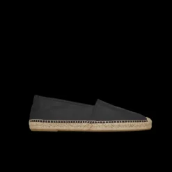 Espadrilles Saint Laurent en cuir noir logo