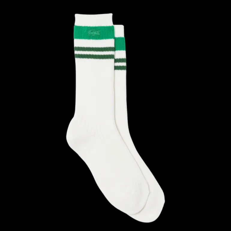 Fashion show LACOSTE chaussettes coton mélangé blanc vert crocodile vert signature