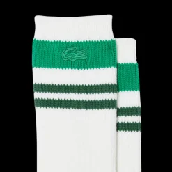 Fashion show LACOSTE chaussettes coton mélangé blanc vert crocodile vert signature