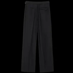 Fashion Show LACOSTE Pantalon droit à pince twill laine vierge mélangée noir ceinture logo crocodile