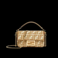 FENDI Baguette Mini Sac tissu écru jacquard FF beige