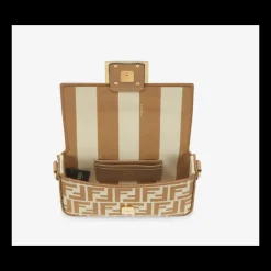 FENDI Baguette Mini Sac tissu écru jacquard FF beige