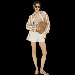 FENDI Mocassins ouverts motif FF Baguette toile rayures Pequin beige