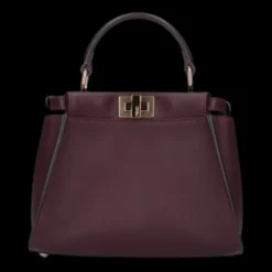 FENDI Sac Petit format Peekaboo Cuir bordeaux prune