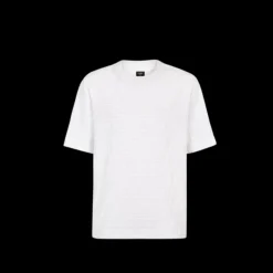 FENDI T-shirt col rond manche courte coton blanc éponge FF relief