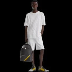 FENDI T-shirt col rond manche courte coton blanc éponge FF relief