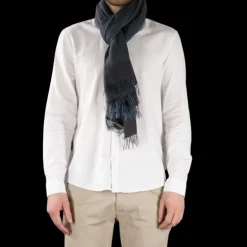 Foulard LANVIN soie chevrons gris franges