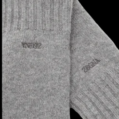 Gants ZEGNA Oasi Cashmere gris paume cuir