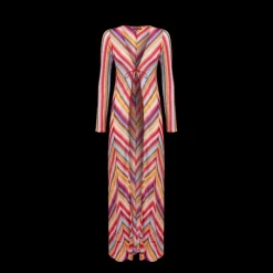 Gilet de plage MISSONI long en crochet rayé rouge