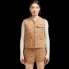 Gilet doudoune sans manche MONCLER Vigny lin matelassage losange camel