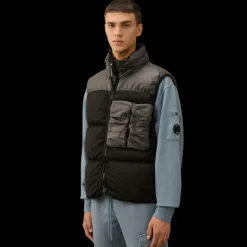 Gilet sans manche CP COMPANY doudoune duvet mélangé Eco Chrome-R noir