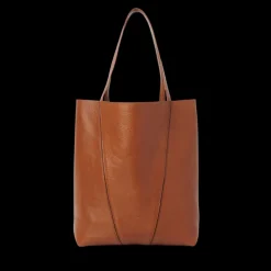 Grand sac cabas CHLOE Spin cuir camel charms métal doré