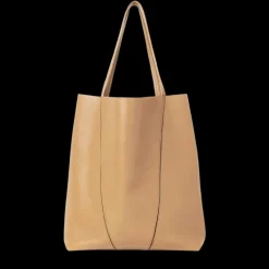 Grand sac cabas CHLOE Spin cuir beige jaune charms métal doré