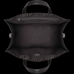 Grand sac shopping FENDI tissu jacquard recyclé motif FF gris