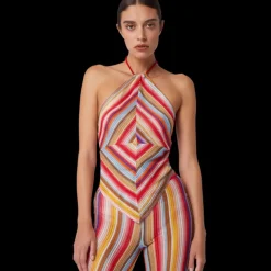 Haut encolure américaine MISSONI crochet rayé rouge