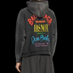 Hoodie BALENCIAGA Not Been Done Zippé molleton coton noir